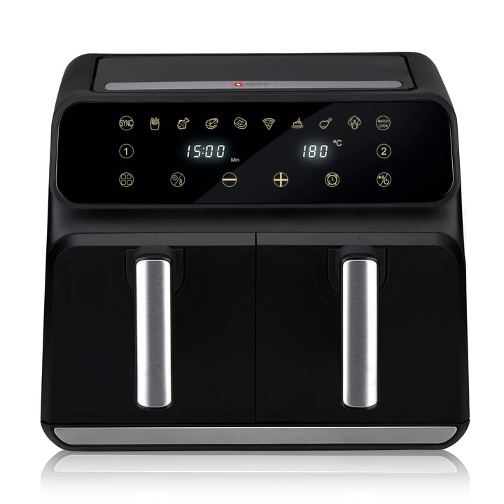 alpina Doppel Heissluftfritteuse 8L - Airfryer 1700W - Heissluftfritteuse für Braten, Frittieren und