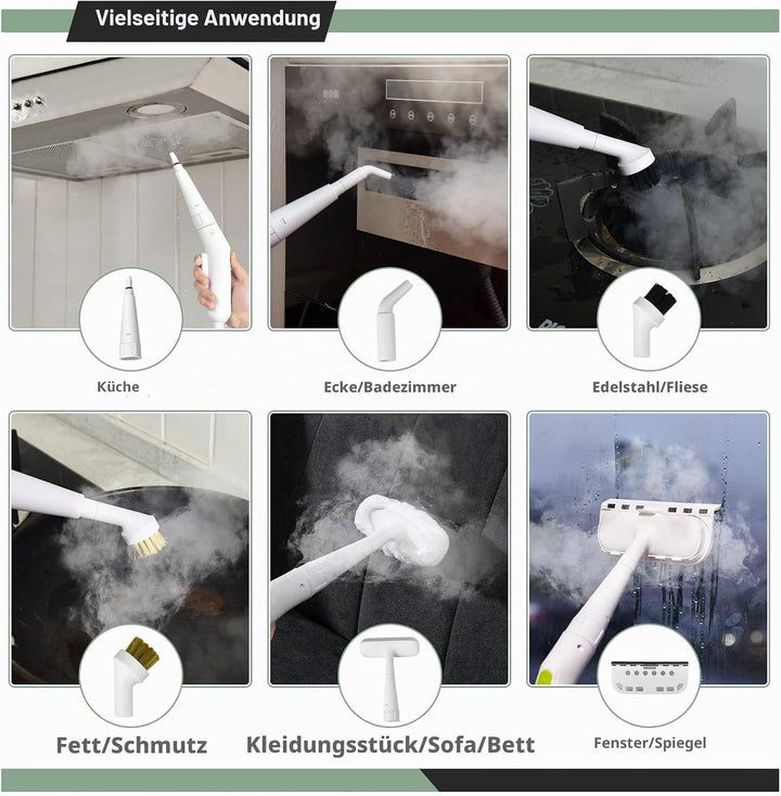FANTASK 1000W Dampfreiniger Handgerät, 300 ml Wasserkapazität &amp; 10 Zubehörsätze, Steamshot Steam Cle