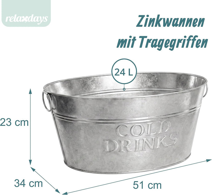 Relaxdays Sektkühler, 2er Set, verzinktes Metall, 24 l, Flaschenkühler für Sekt, Champagner, Wein, X