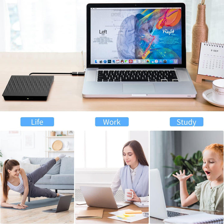 CD Laufwerk Extern USB 3.0 & Type-C, LPUNCD Professionell Externes DVD Laufwerk CD DVD Brenner +/-RW