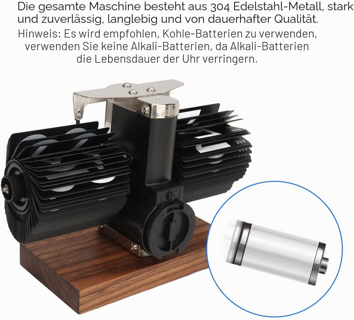 VBESTLIFE Flip-Tischuhr, Retro-Vintage-Auto-Flip-Tischuhr, Batteriebetriebene Uhr mit Grosser Zahl f