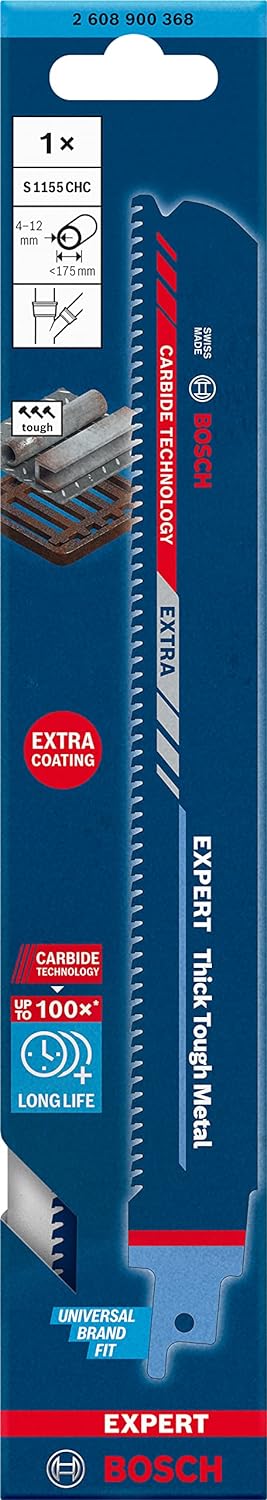 Bosch Professional 1x Expert ‘Thick Tough Metal’ S 1155 CHC Säbelsägeblatt (für Zäher Stahl, Gusseis
