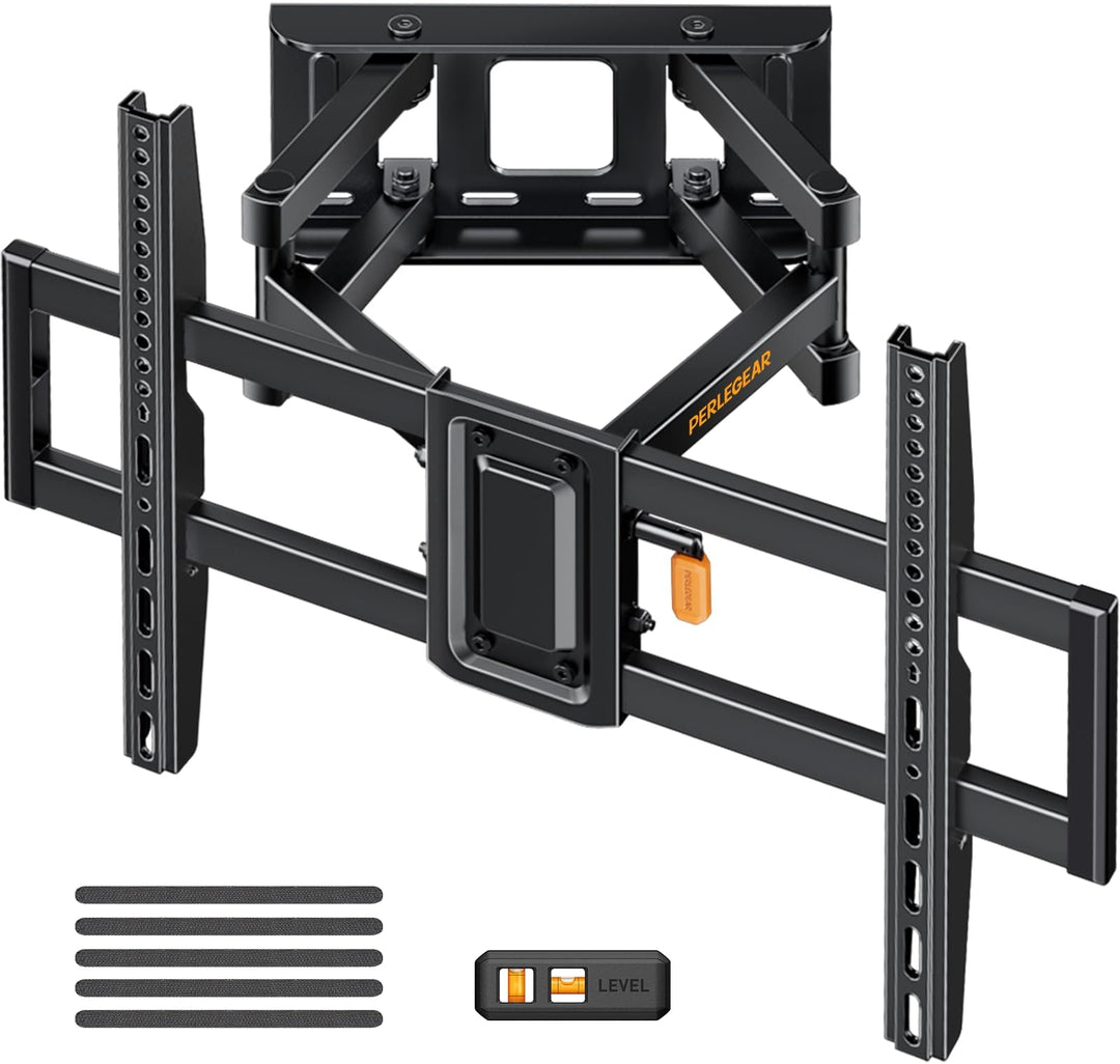 Perlegear TV Wandhalterung Schwenkbar, Ausziehbare Neigbare TV Halterung für 37-82 Zoll Flach & Curv