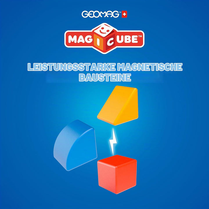 GEOMAG - MAGICUBE - 9 Magnetische Bausteine Rot/Orange/Blau - Pädagogisches Spielzeug Für Kinder Ab