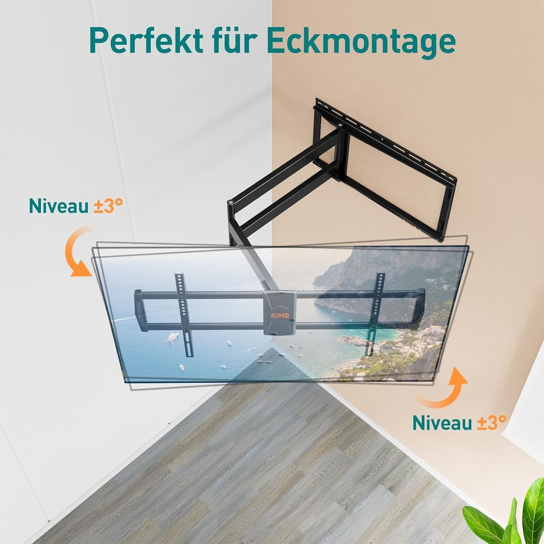 ELIVED TV Wandhalterung mit 1027mm Extra Langer Arm für die meisten 42-90 Zoll Fernseher bis 68KG, S