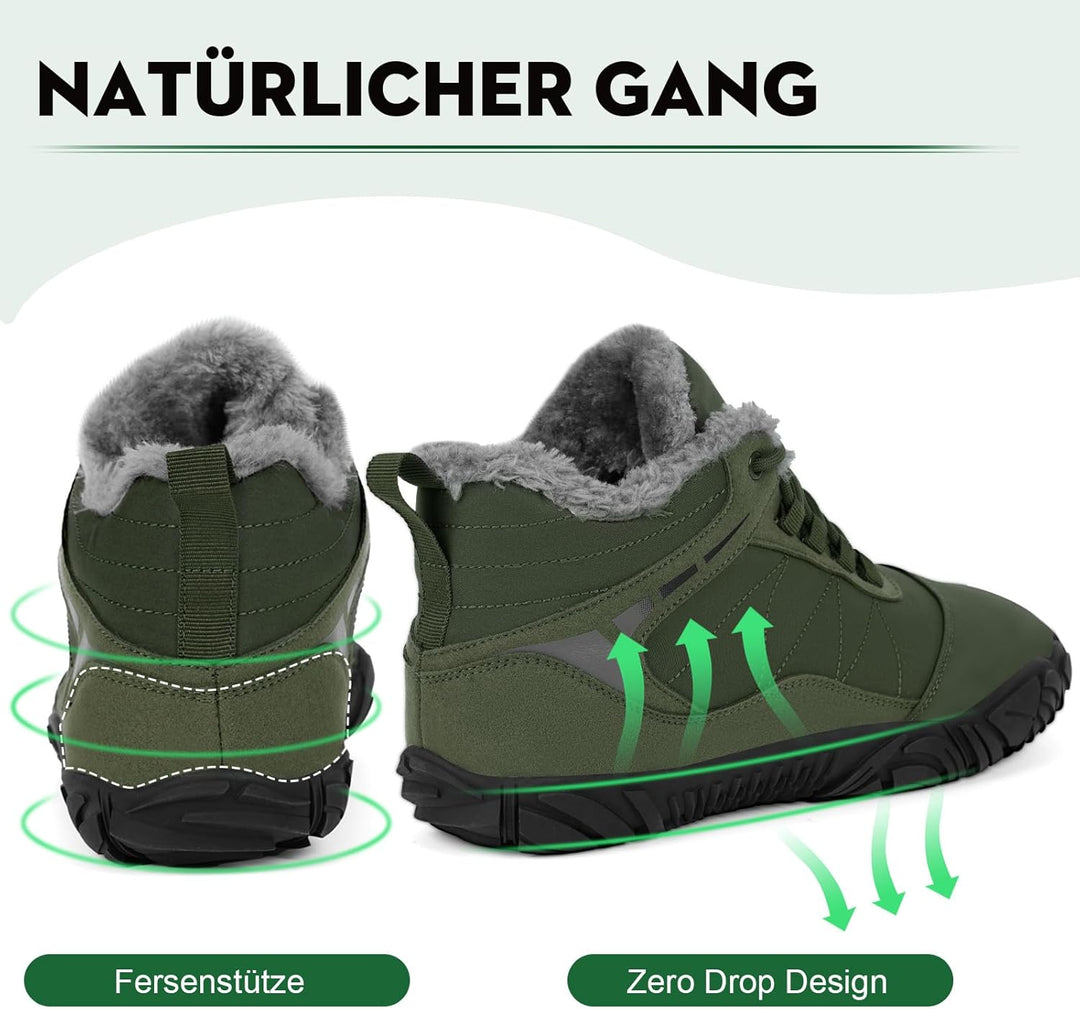 RUYI Barfussschuhe Winter Herren Damen Barfussschuhe Wasserabweisend, Warm Gefüttert Winterschuhe Tr