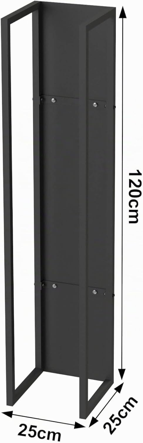 DanDiBo Kaminholzregal Innen Metall Schwarz Kaminholzständer 120 cm mit Rückwand an der Wand Hängend