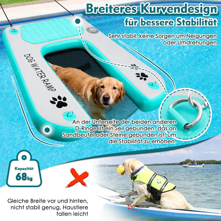 Hundewasserrampe Extra Breite Wasserrampe Pool Leiter, Float Welpen Planke für Pool, Dock & Boot, Hu
