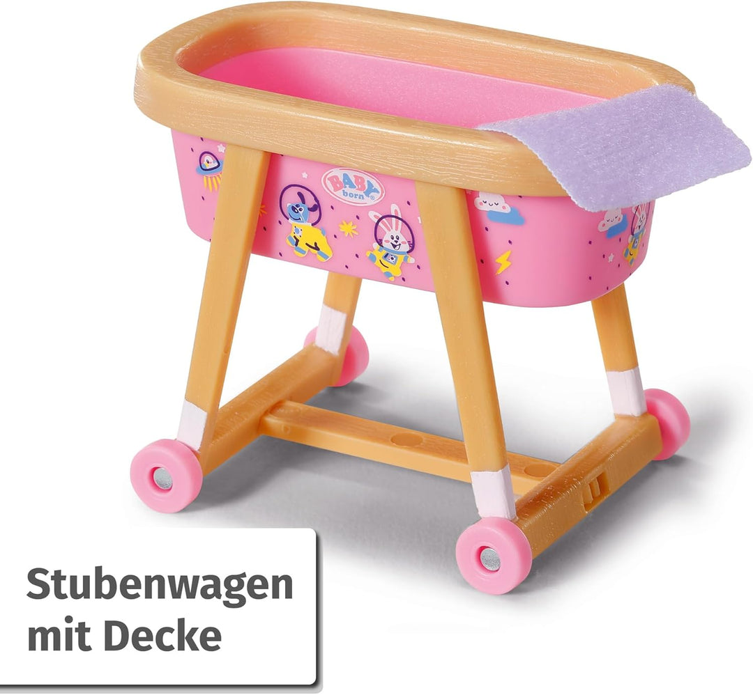BABY born Minis Playset Möbelset mit Kleiderschrank, Kleiderstange, Stubenwagen und Wickeltisch, 906
