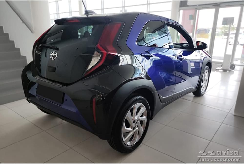 Avisa Schwarz Edelstahl Heckstossstangenschutz kompatibel mit Toyota Aygo X 2022- &
