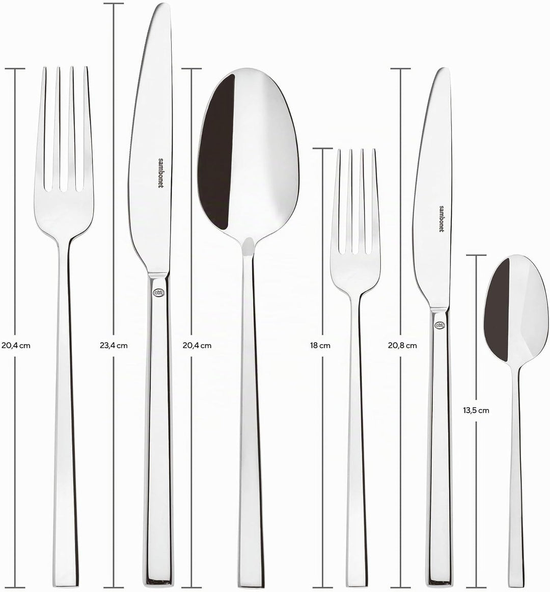 Sambonet 52562-83 Rock Inox Besteckset 36-teilig, 6 Tafelgabeln, 6 Tafellöffel, 6 Tafelmesser, 6 Obs