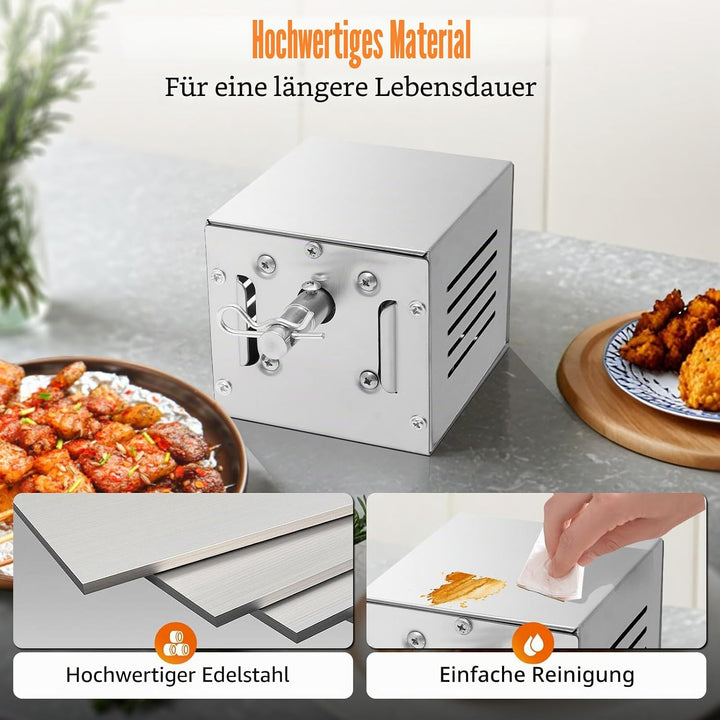 Futchoy Grillmotor für Grillspiess 25W Edelstahl Grillspiess Motor bis 100KG Belastbar BBQ Drehmotor