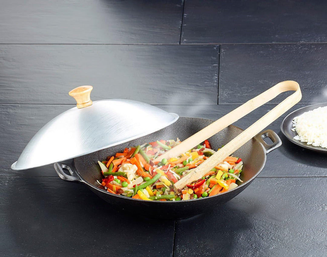 Tornwald-Schmiede Wok Induktion: Gusseisen Wok Set, 30cm (Wok Gusseisen Induktion, Eisenwok, Geschen