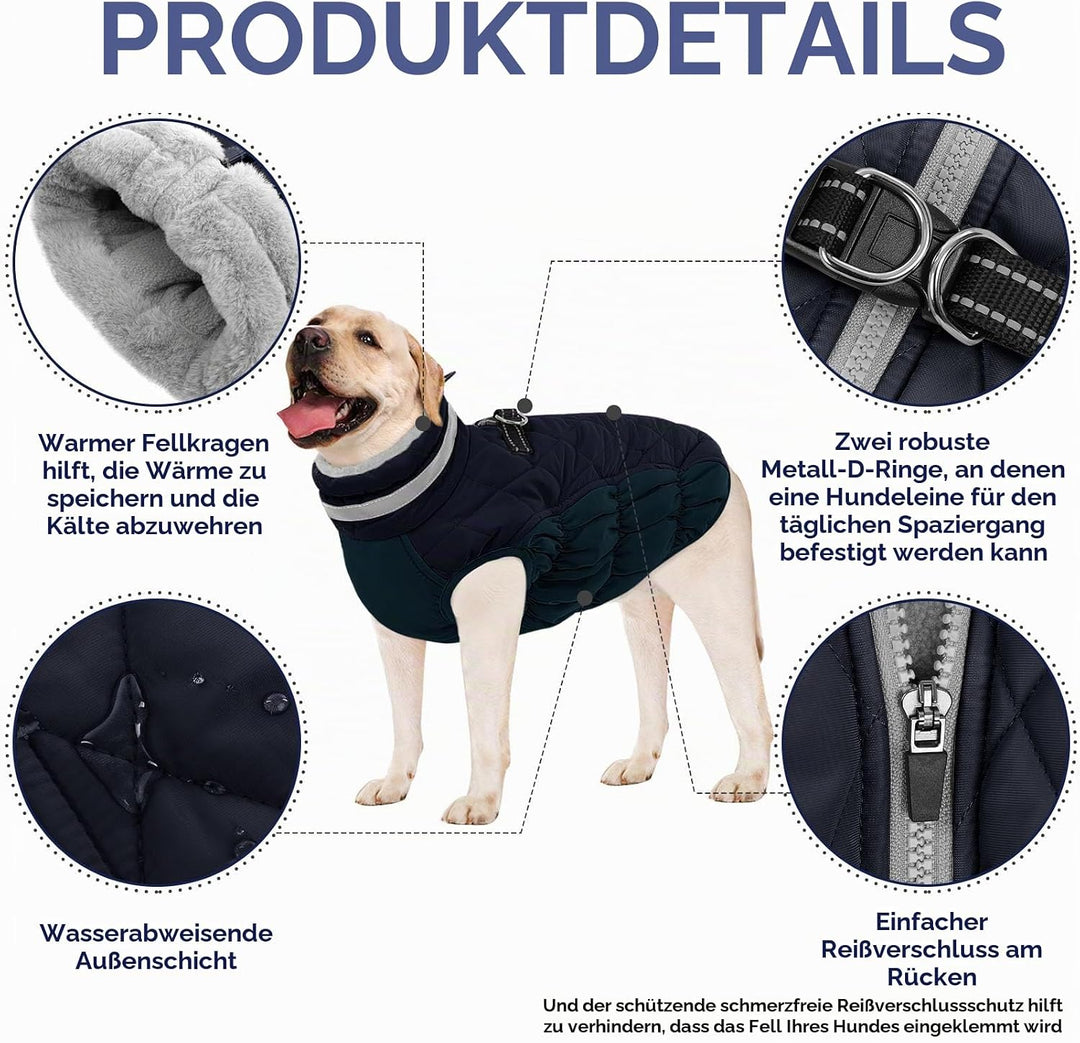 AOFITEE Hundejacke Kleine Hunde, Wasserdicht Hunde Wintermantel Warm Hundemantel mit Geschirr, Rollk