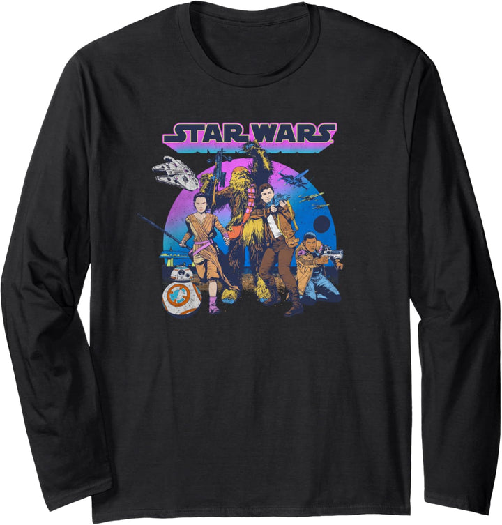 Star Wars Jyn Erso, Han Solo, Chewbacca, Retro Color Langarmshirt