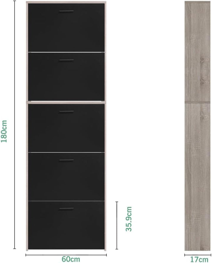 CASABEL Schuhschrank für 15 Paar – grosse Kapazität für den Eingangsbereich – L 60 x B 17 x H 180 cm