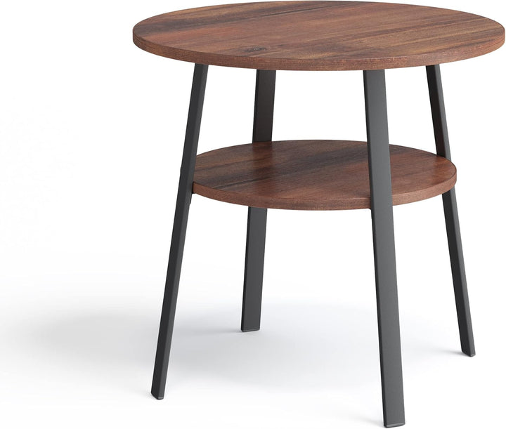 stardis Beistelltisch rund stabiles Metallgestell/Holz Ø52xH 54 cm, 2 Ablagen Nachttisch Couchtisch