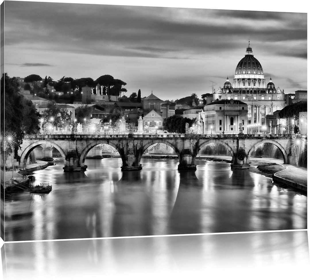 Pixxprint Vatikan Petersplatz / 100x70cm Leinwandbild bespannt auf Holzrahmen/Wandbild Kunstdruck De