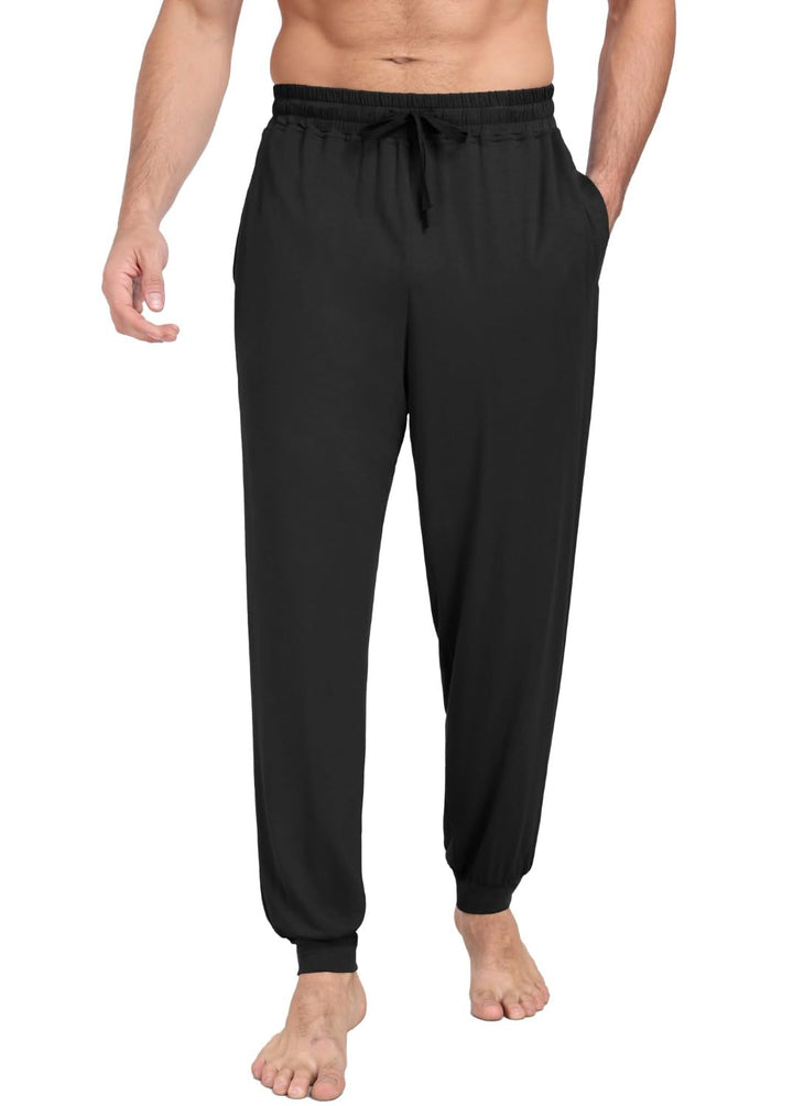 PrinStory Schlafanzughosen Für Herren Lang Pyjamahose Mit Taschen Elastischem Bund Schlafhose Lounge