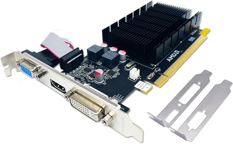 QTHREE Radeon HD 5450 Grafikkarte, 2 GB, GDDR3, 64 Bit, DVI HDMI VGA, Low Profile, PCI Express x16,