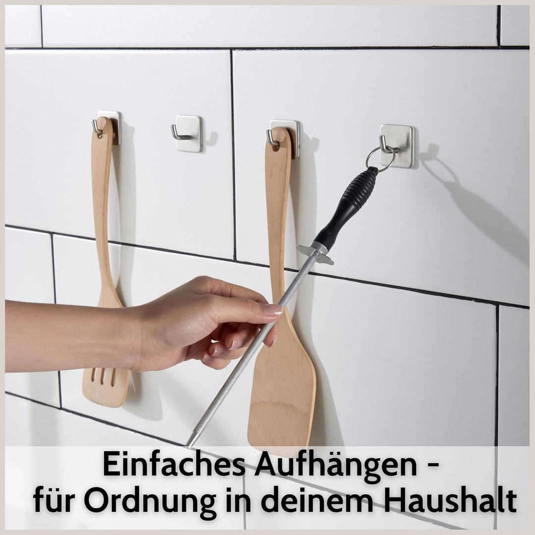 DEKAZIA® Klebehaken Bad | Wandhaken Edelstahl gebürstet Haken selbstklebend Handtuchhaken Küchenhake