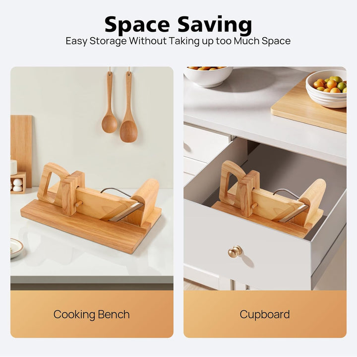 Wurstschneider Edelstahl und Holz Slicer Werkzeug Wurstschneidemaschine aus Holz Brotschneidemaschin