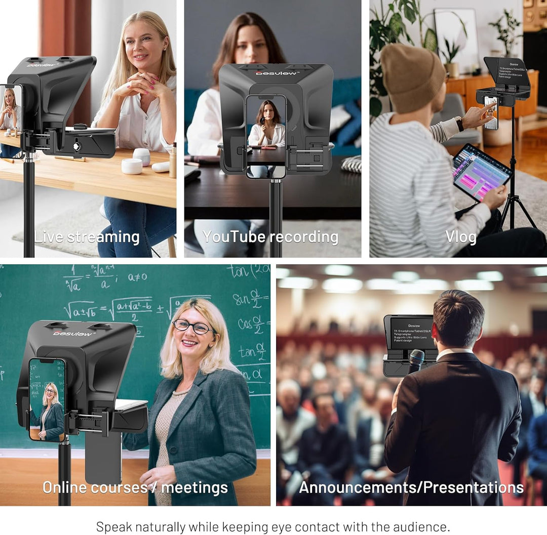 Desview T5 Teleprompter für Smartphone Tablet DSLR-Kamera mit Bluetooth-Fernbedienung & APP, bis 11
