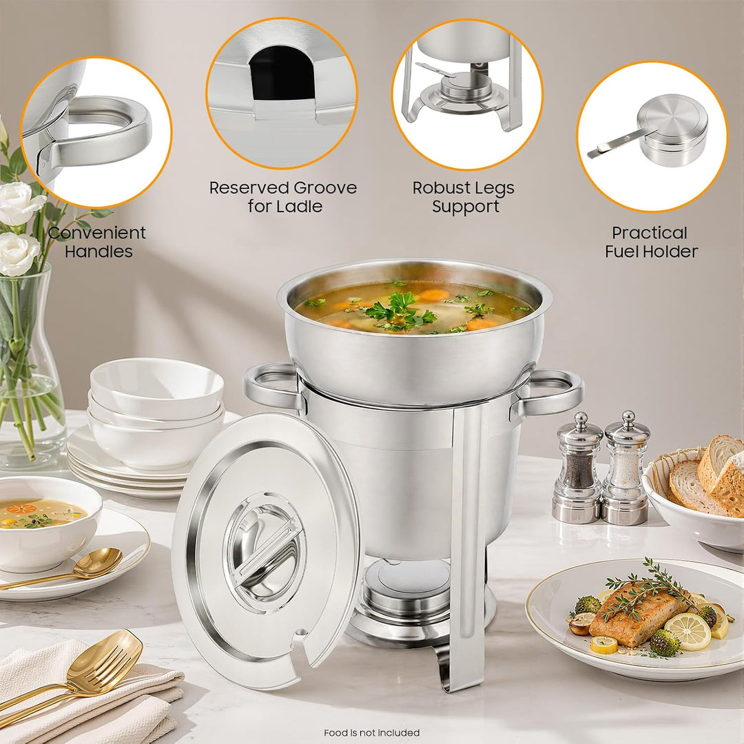 7L Edelstahl Chafing Dish, Wärmebehälter mit Handgriff & Deckel, Speisewärmer Warmhalteplatte Suppen