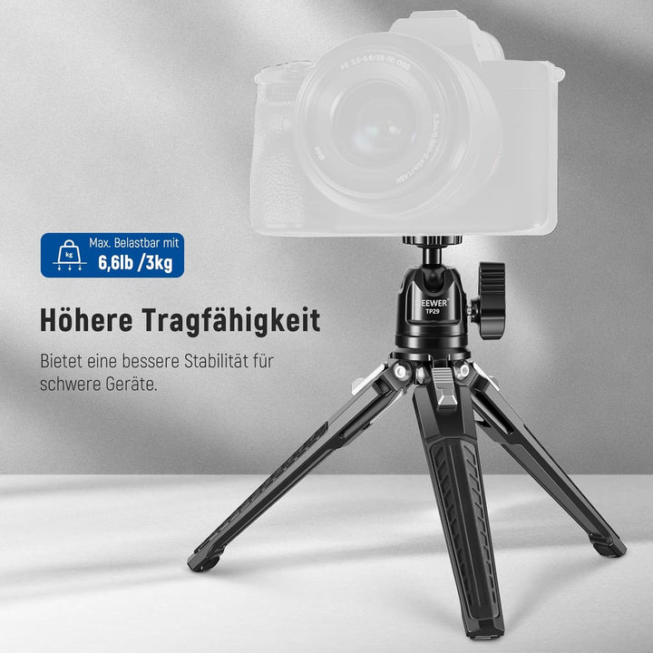 NEEWER Mini Tischstativ aus Metall mit 360° Kugelkopf, unterstützt vertikale Aufnahme und Handgriff,