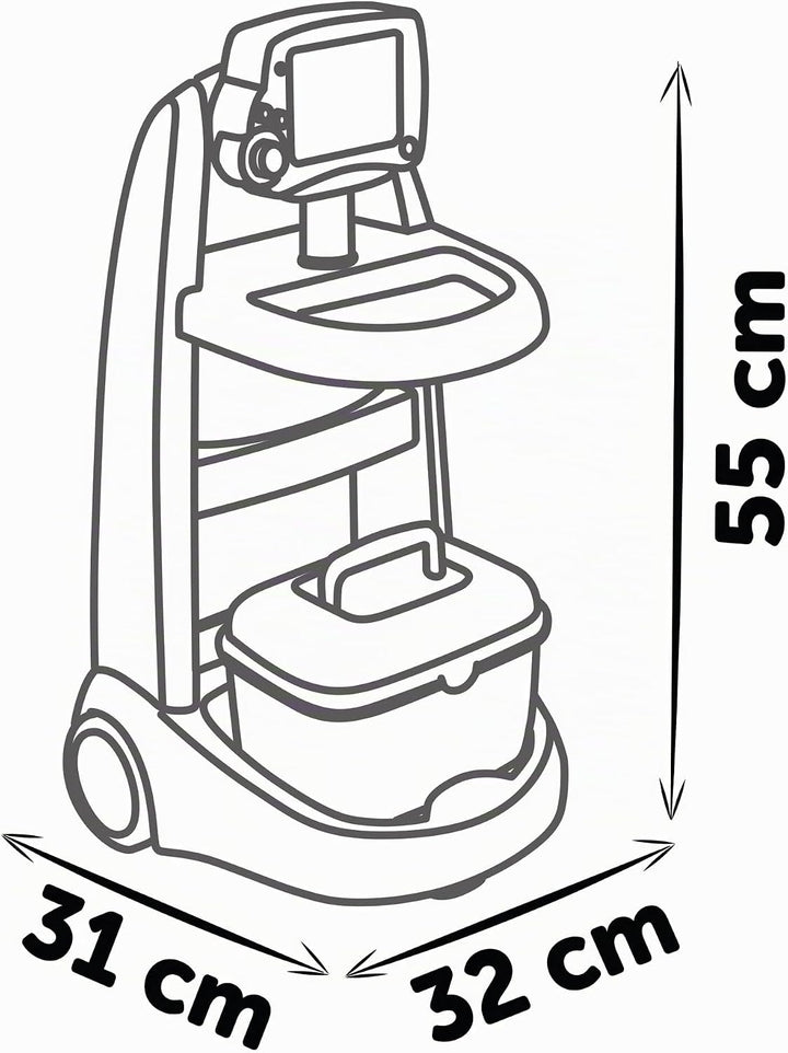 Smoby - elektronisches Doktor-Trolley - Doktorwagen mit 2 Rädern, elektronischen Funktionen und Soun