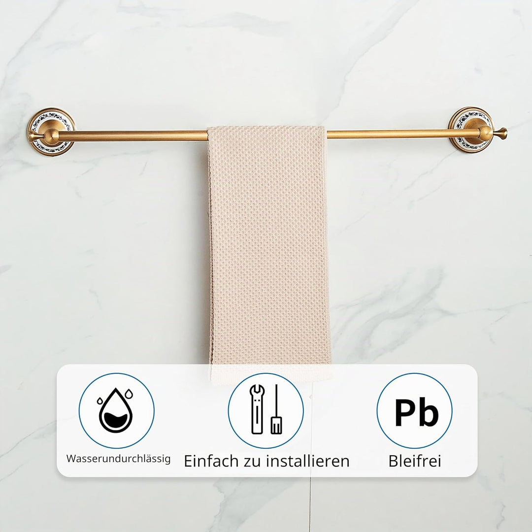 Handtuchstange aus antikem Messing, verstellbar, 39,9 bis 70,5 cm, Badetuchhalter für Badezimmer, Ha