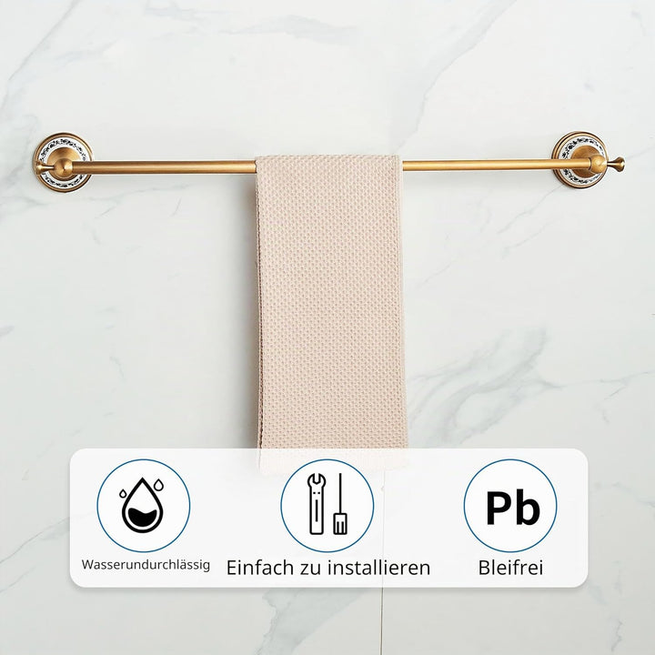 Handtuchstange aus antikem Messing, verstellbar, 39,9 bis 70,5 cm, Badetuchhalter für Badezimmer, Ha