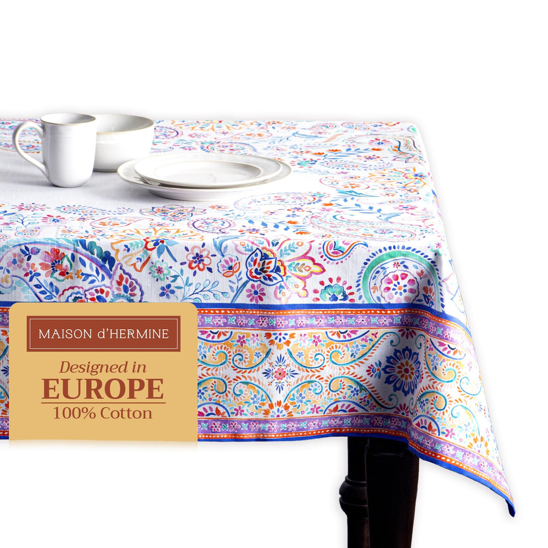 Maison d' Hermine Tischdecke 160cm x 220cm 100% Baumwolle, dekorative, waschbare, quadratische Tisch
