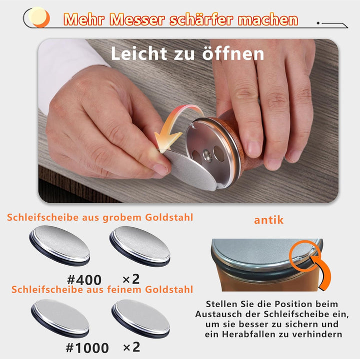 Manuelle Magnetischer Rollenschärfer Messerschärfer für Küchenmesser, Professioneller Messerschärfer