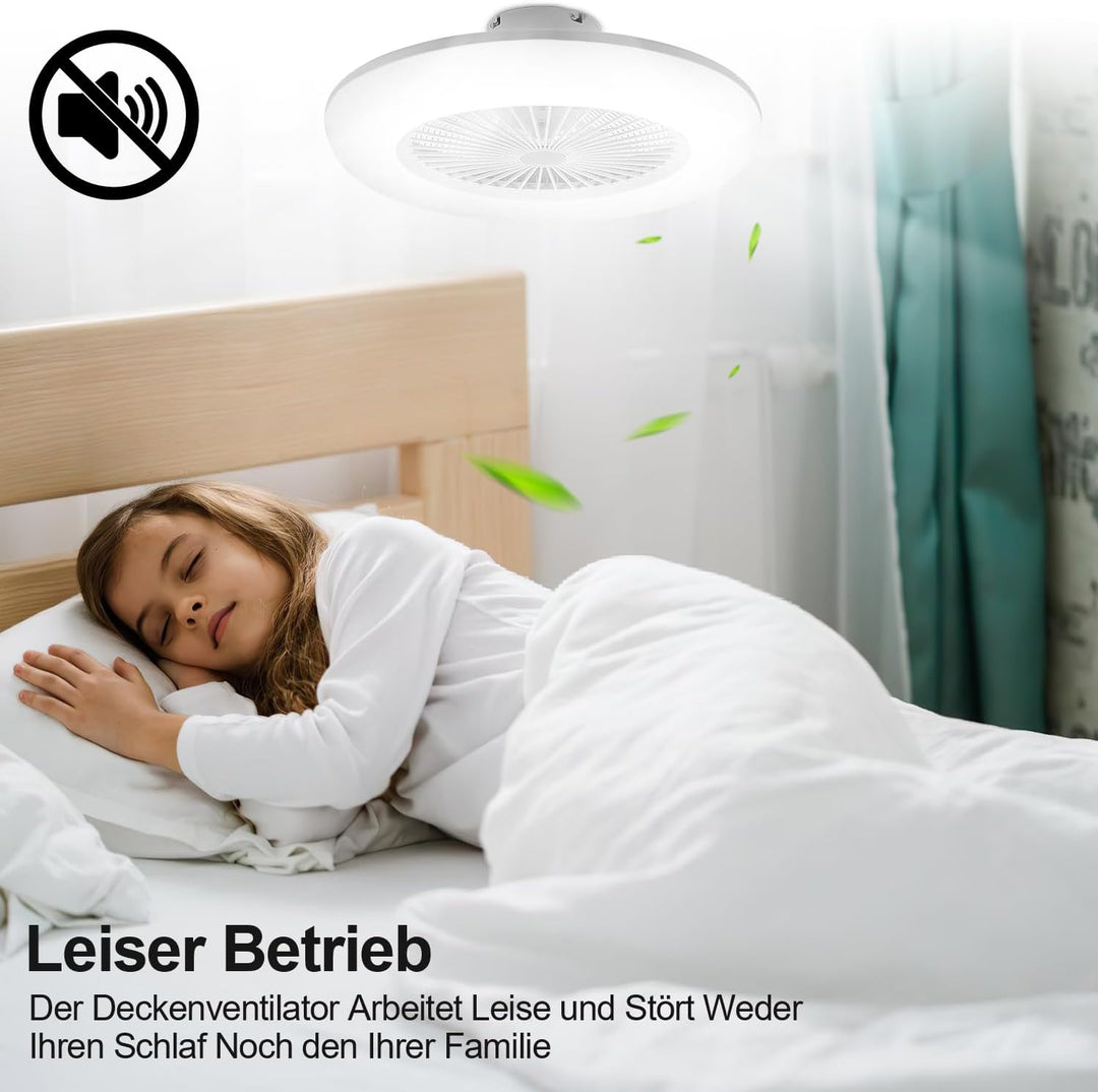 Jopassy Deckenventilator mit Beleuchtung 80W, Ø55cm LED Deckenleuchte Dimmbar mit Ventilator und Fer