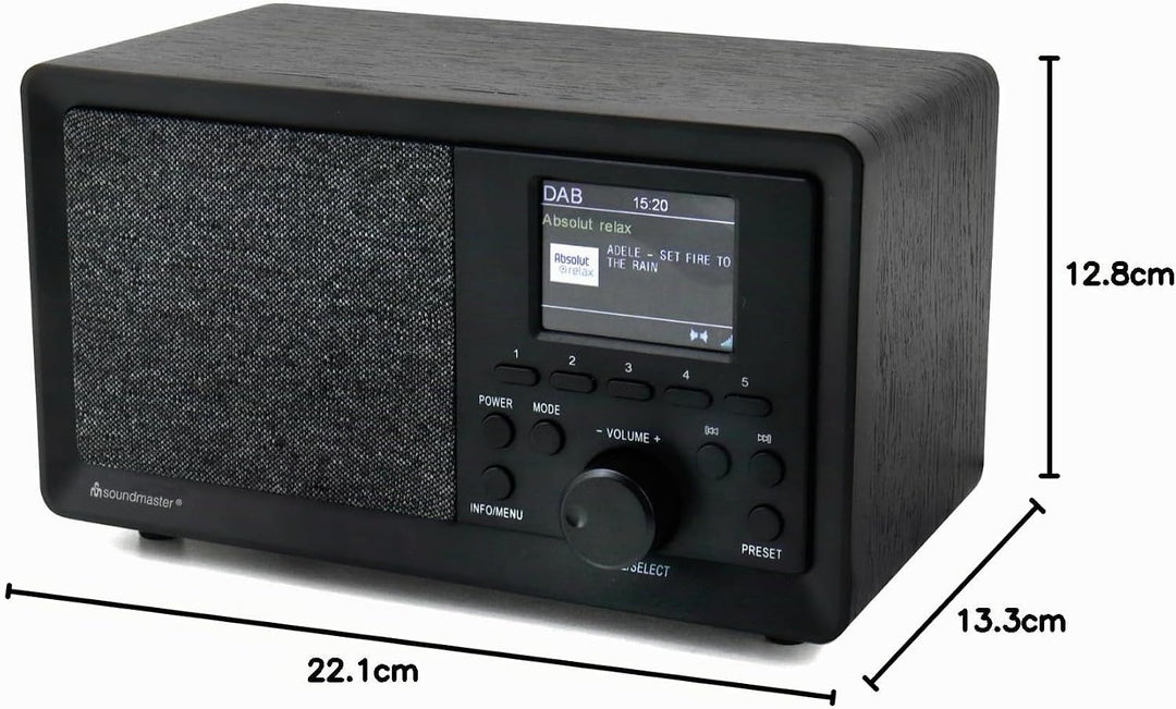soundmaster DAB350SW Tischradio DAB+, UKW USB Inkl. Lautsprecherbox, Weckfunktion Schwarz