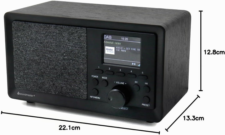 soundmaster DAB350SW Tischradio DAB+, UKW USB Inkl. Lautsprecherbox, Weckfunktion Schwarz