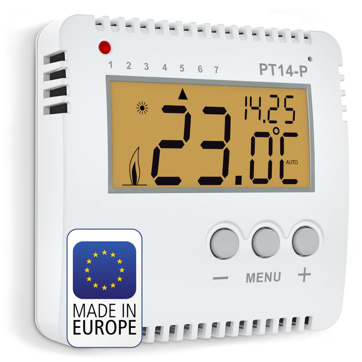 ELEKTROBOCK PT14-P Digitaler Raumthermostat 230V - Programmierbarer Wandthermostat mit grossem beleu