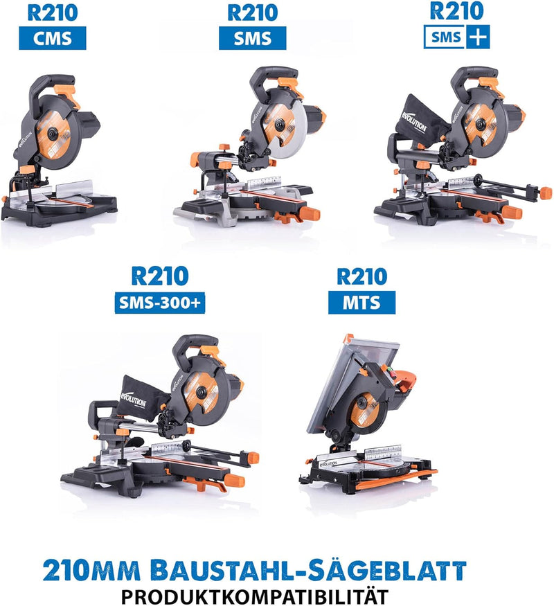 Evolution M210TCT-50MS - 210 mm Sägeblatt zum Schneiden von Baustahl - Metall-Sägeblatt mit 50 Zähne
