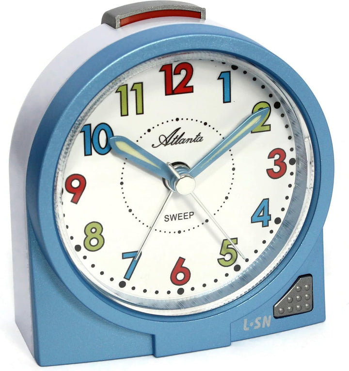 Atlanta Kinderwecker Mädchen ohne Ticken + Kinderbuch Conni Die Uhrzeit - 2127/5 BU (Blau Conni), Bl