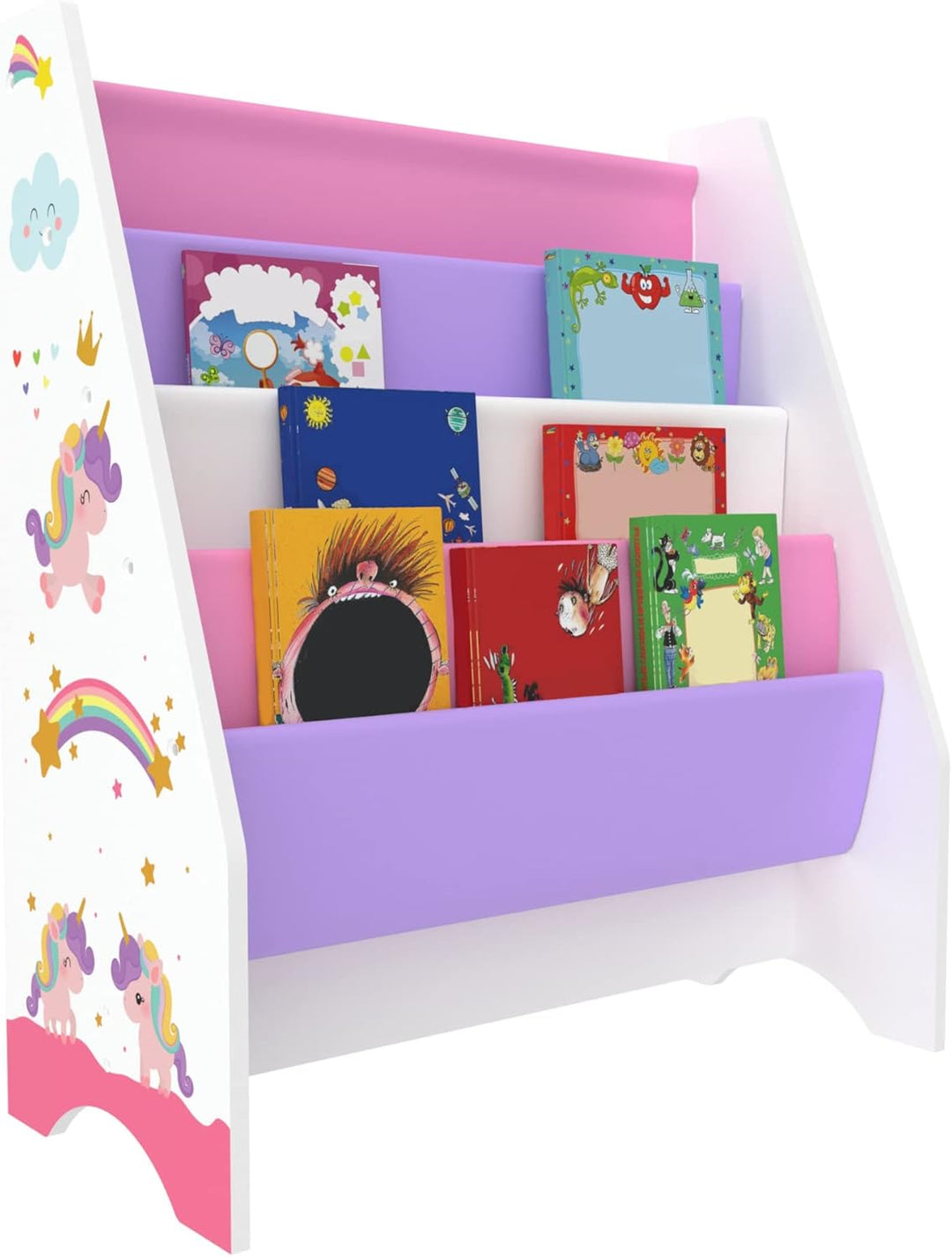[en.casa] Kinderregal Fisterra Kinder-Bücherregal freistehend mit Einhorn-Motiv 74 x 62 x 29 cm Kind