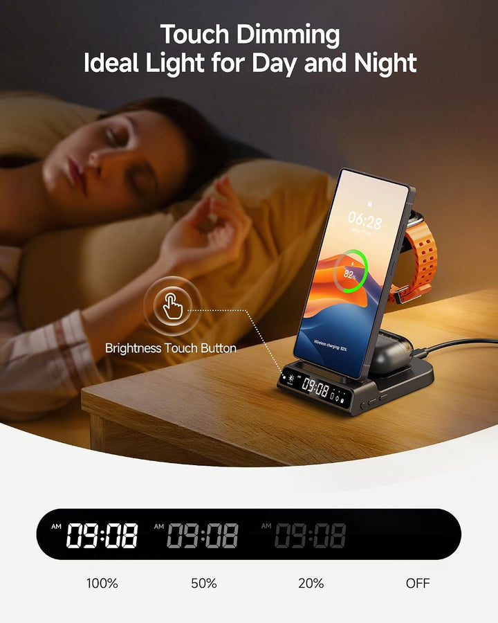 leQuiven Induktive Ladestation für Samsung, 3 in 1 Kabelloses Ladestation für Galaxy S24 Ultra/Z Fol