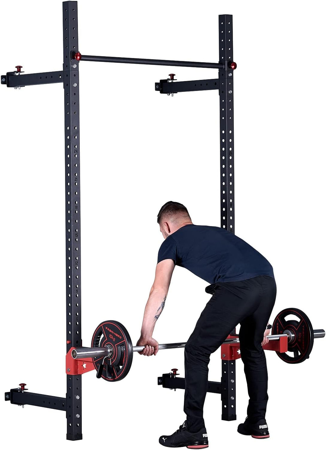 Train Hard Wand Rack Wandbefestigter Power Rack mit Klimmzugstange, 350 kg belastbar, optional mit Z