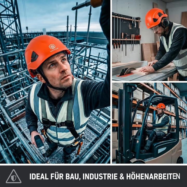 ABS-Sicherheitshelm, Arbeitshelm Schutzhelm, mit Belüftungslöchern und verstellbarem Kopfband, EN 39