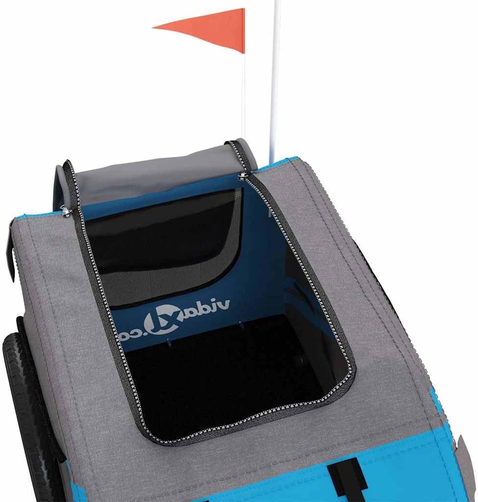 vidaXL Fahrradanhänger Hunde Hundeanhänger Hundetransporter Oxford-Gewebe Eisen Blau 125 x 63 x 66 c