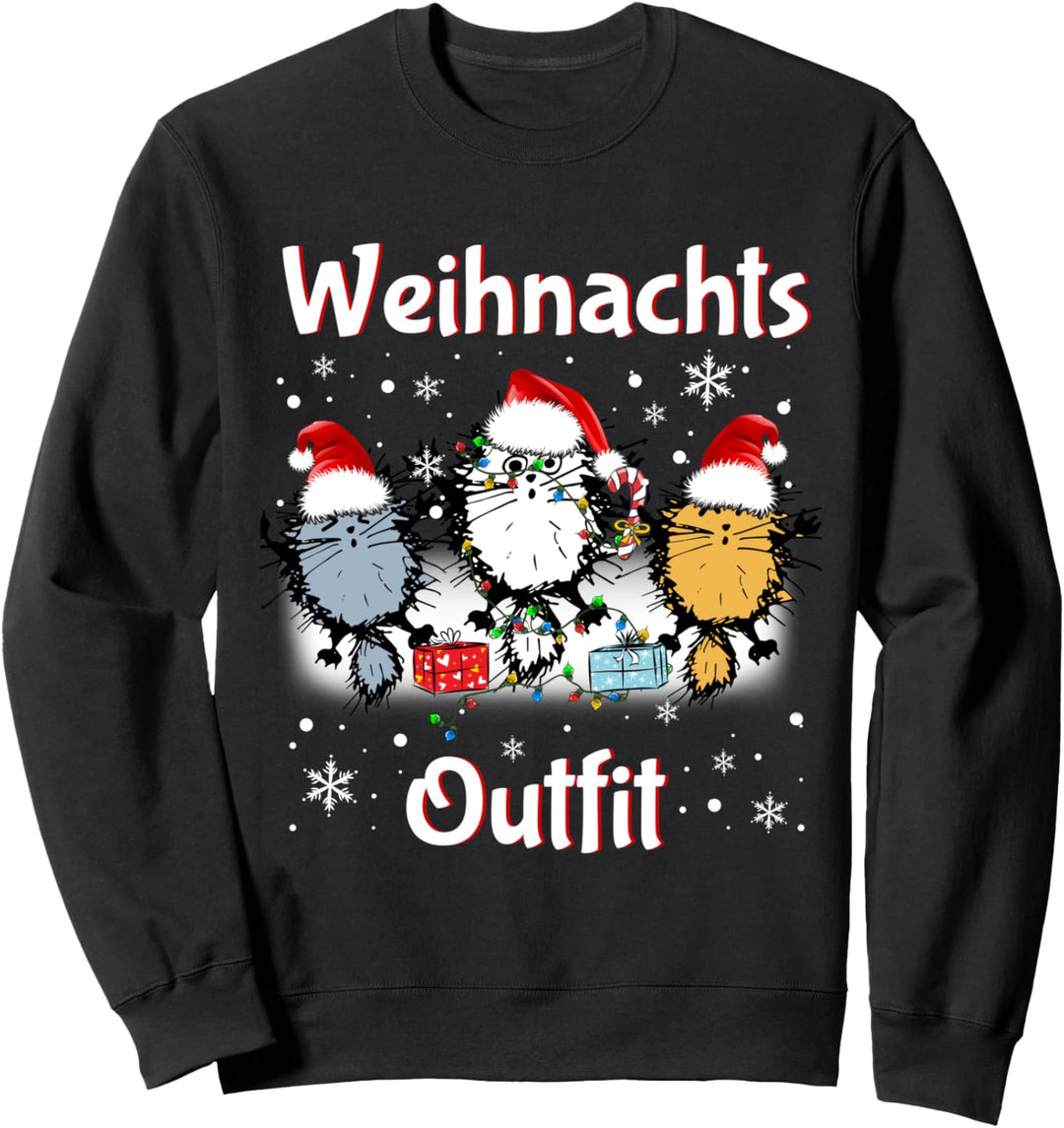 Weihnachtsoutfit Damen Herren Weihnachten Katze Katzen Sweatshirt