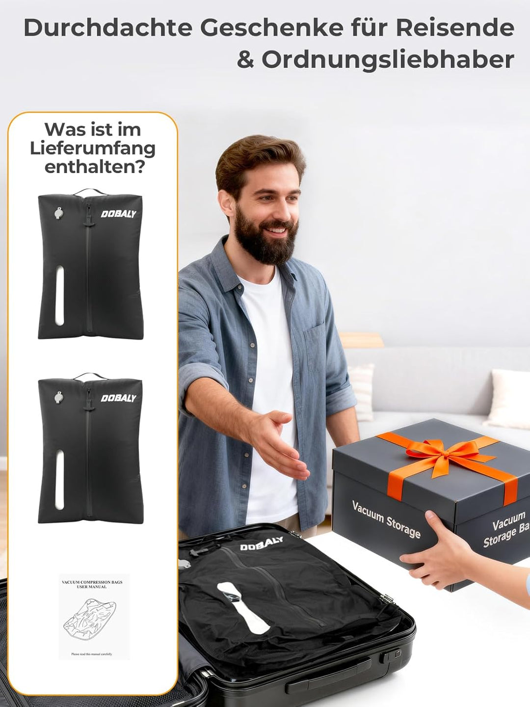 Dobaly Professionelle Vakuumbeutel für Reisen, IP67 Wiederverwendbare,Kompressionsbeutel für Koffer