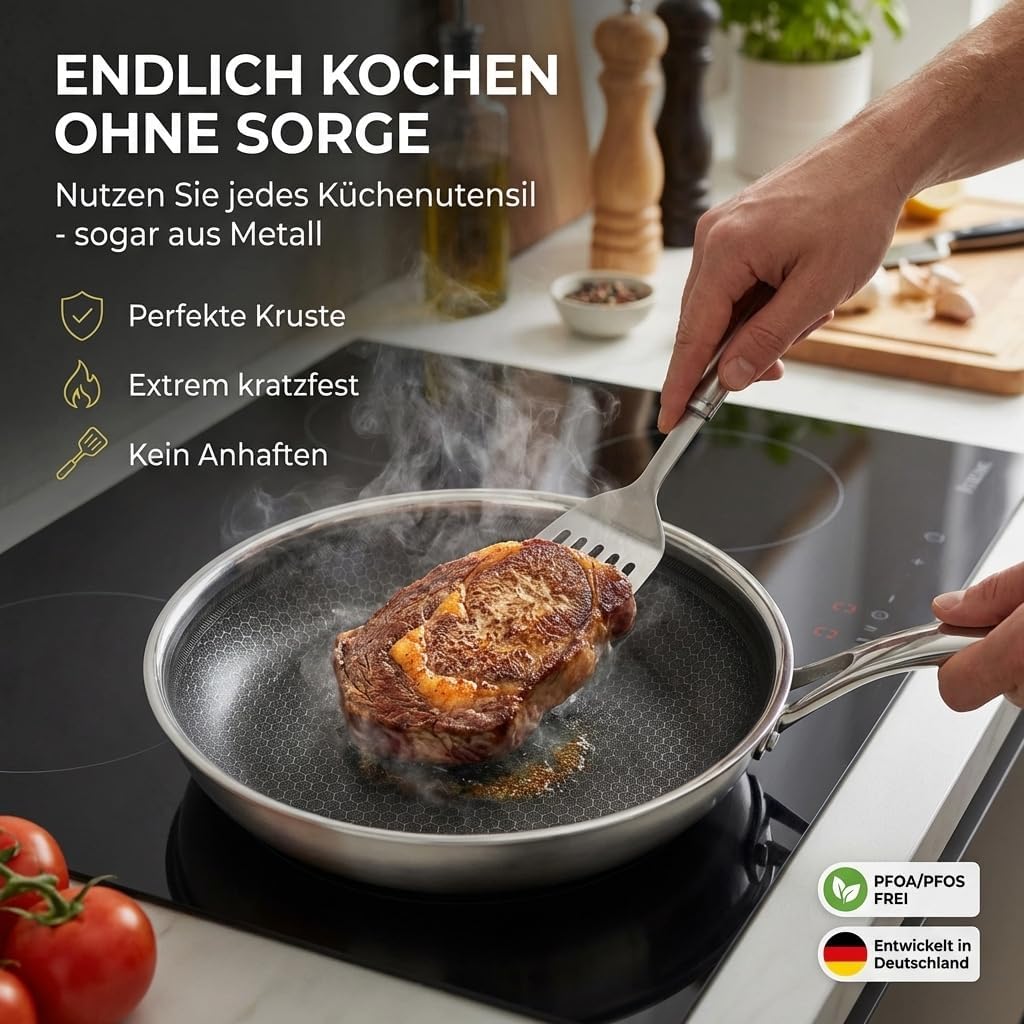 FIXLINE® Wabenpfanne Ø28cm - alle Herdarten inkl. Induktion - Kratzfeste Antihaftbeschichtung ohne P