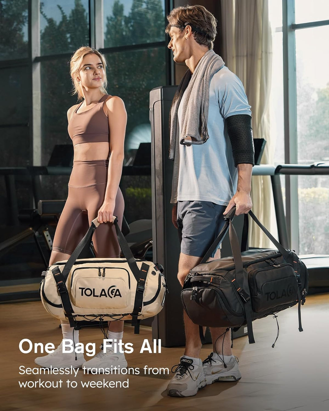 Tolaccea Sporttasche Rucksack für Herren & Damen – 55L grosse Reisetasche mit Schuhfach, Nassfach &