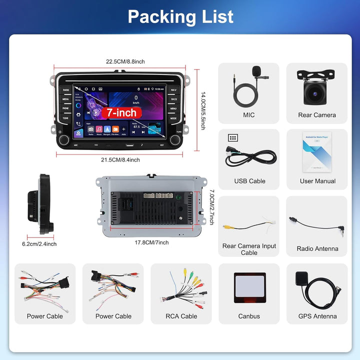 CarPlay Autoradio 4G+64G für VW/Seat/Skoda/Passat/Golf/Polo mit Kabelloses A-pple CarPlay & Android